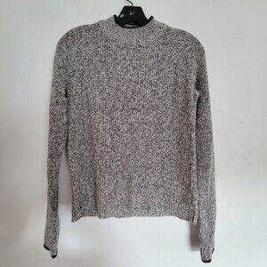 H&M Heather Gray Mock Neck Long Sleeve Knit Sweater Size XS